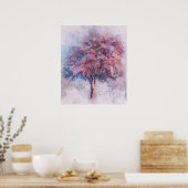 Mooie kersenbloesem boom waterverf schilderij poster (Keuken)