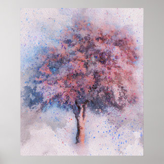 Mooie kersenbloesem boom waterverf schilderij poster