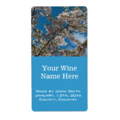 mooie kersenbloesem in blauwe sky wijnlabels. etiket (Voorkant)