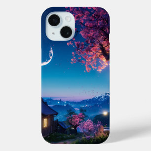 Mooie kersenbloesem in de nacht iPhone 15 case