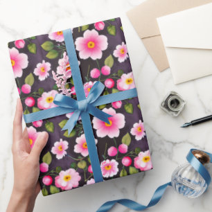 Mooie kersenbloesem rood, blauw, geel cadeaupapier