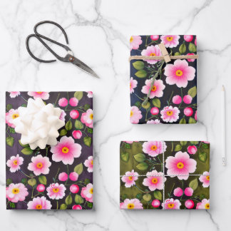 Mooie kersenbloesem rood, blauw, geel  inpakpapier vel