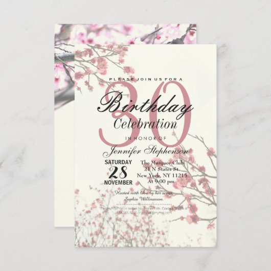 Mooie Kersenbloesembomen op Elegant Wit Kaart (Voorkant / Achterkant)