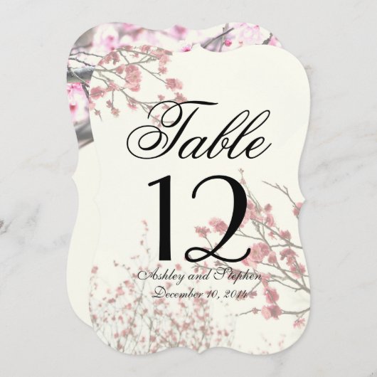 Mooie kersenbloesembomen op elegante witte kaart (Voorkant / Achterkant)