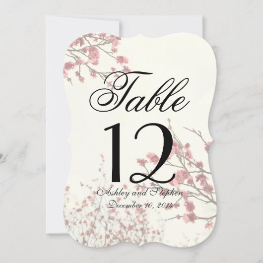 Mooie kersenbloesembomen op elegante witte kaart (Voorkant)