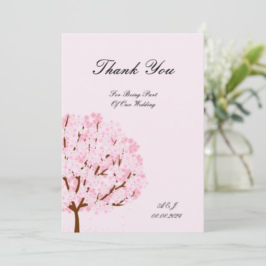 Mooie kersenbloesems dank u kaart bruiloft (Staand voorkant)