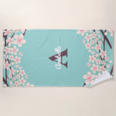 Mooie kersenbloesems met monogram strandlaken (Voorkant)