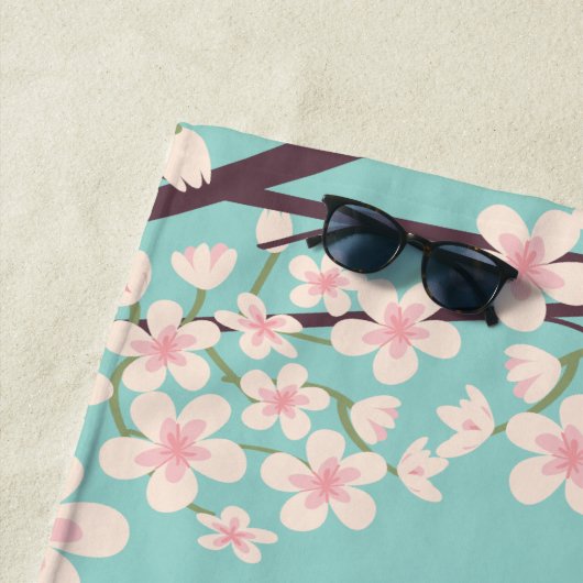 Mooie kersenbloesems monogram strandlaken (In situ)