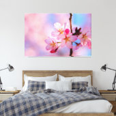 Mooie kersenbloesems op een verticale tak canvas afdruk (Insitu (Slaapkamer))