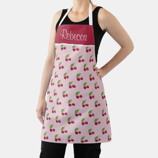 Mooie Kersenpatroon Bourgondie en Roze Persoonlijk Schort (Insitu)