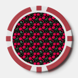 Mooie Kersenpatroon Esthetiek   Rood Kersen Naadlo Poker Chips