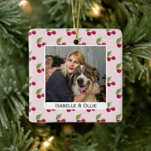 Mooie Kersenpatroon Persoonlijke Foto Keramisch Ornament