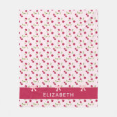 Mooie Kersenprint Patroon Coquette Roze Maatwerk Fleece Deken (Voorkant)