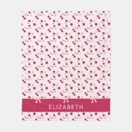 Mooie Kersenprint Patroon Coquette Roze Maatwerk Fleece Deken