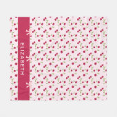 Mooie Kersenprint Patroon Coquette Roze Maatwerk Fleece Deken (Voorkant (Horizontaal))