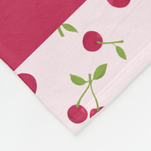 Mooie Kersenprint Patroon Coquette Roze Maatwerk Fleece Deken (Hoek)