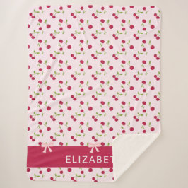 Mooie Kersenprint Patroon Coquette Roze Maatwerk Sherpa Deken