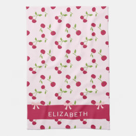 Mooie Kersenprint Patroon Coquette Roze Maatwerk Theedoek