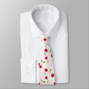 Mooie Kersenprint Patroon Coquette Roze Monogram Stropdas