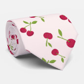 Mooie Kersenprint Patroon Coquette Roze Monogram Stropdas (Opgerold)
