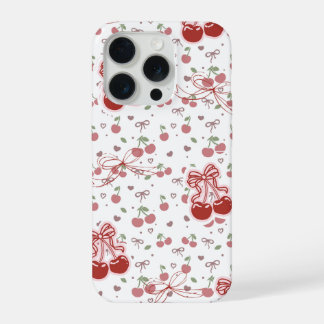 Mooie kersentelefoonhoes met harten en strikken iPhone 15 pro case