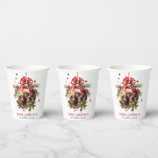 Mooie Kerst Bauble Lijst Familie Feestdagen Papieren Bekers