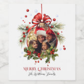 Mooie Kerst Bauble Lijst Familie Feestdagen Wijn Etiket (Enkel label)