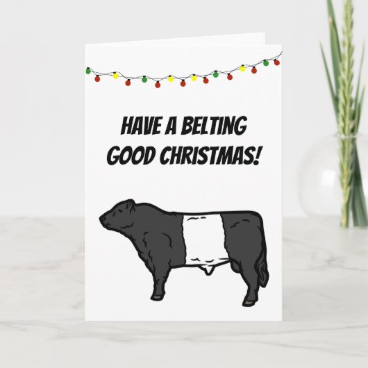 Mooie Kerst Belted Galloway Beltie Koe Kaart (Voorkant)