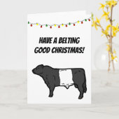 Mooie Kerst Belted Galloway Beltie Koe Kaart (Gele Bloem)