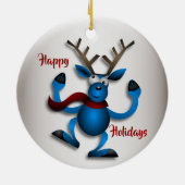 Mooie kerst blauw rendier keramisch ornament (Achterkant)