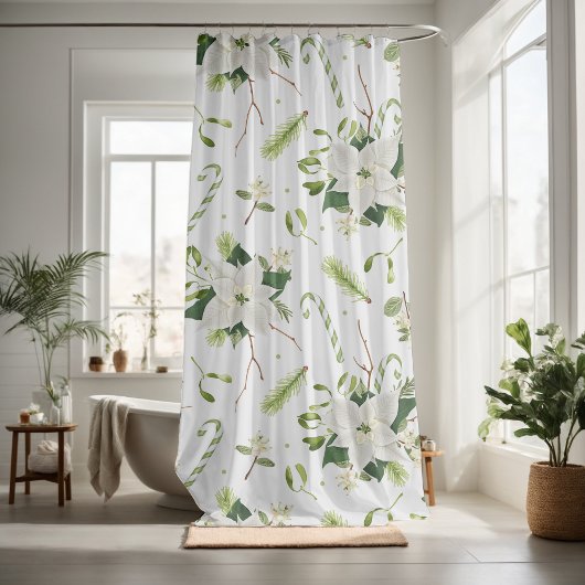 Mooie kerst bloem decoratief oogverblindend douchegordijn