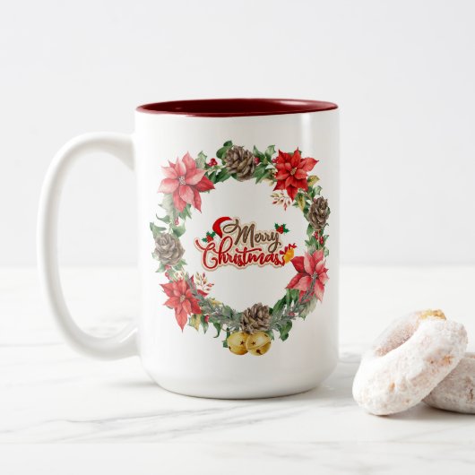 Mooie kerst Bloemen Mok (Met donut)