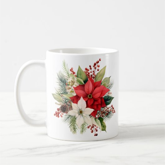 Mooie kerst bloemenboeket Koffie Mok (Links)