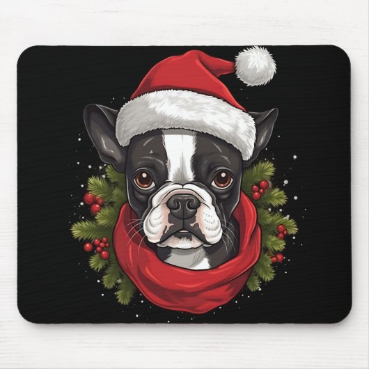 Mooie kerst Boston Terrier hond Muismat (Voorkant)