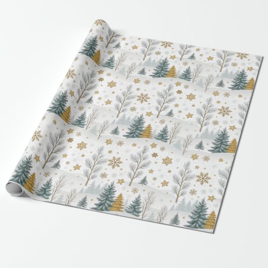 Mooie kerst cadeaupapier (Uitgerold)