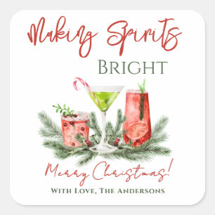 Mooie Kerst Cocktails Kerstmis Vierkante Sticker