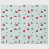 Mooie Kerst Dorps Patroon Cadeaupapier (Vlak)