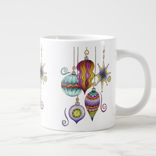 Mooie kerst, elegante en fancy glazen kerstballen grote koffiekop (Rechts)