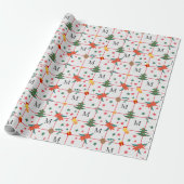 Mooie kerst element naadloos patroon monogram cadeaupapier (Uitgerold)