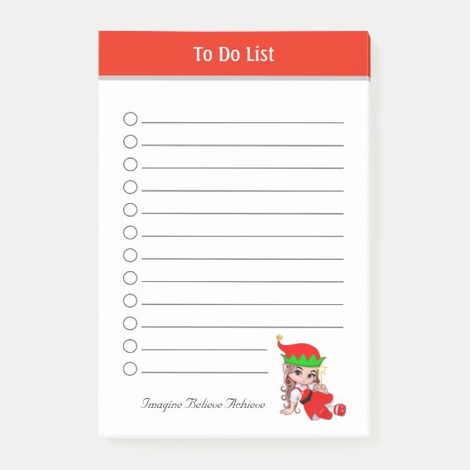 Mooie Kerst Elf To-Do Lijst Post-it Notities Post-it® Notes (Voorkant)