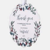 Mooie Kerst Florals Bruiloft Dank u Ornament Kaart (Links)