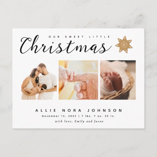 Mooie Kerst Foto Geboorteaankondiging Feestdagenkaart (Voorkant)