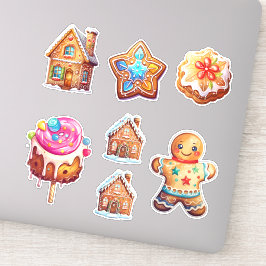 Mooie Kerst Gingerbread Cookie Set Sticker