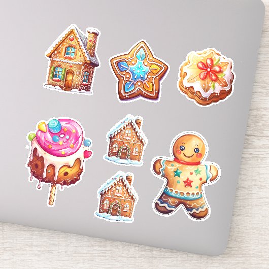 Mooie Kerst Gingerbread Cookie Set Sticker (Detail)