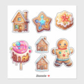 Mooie Kerst Gingerbread Cookie Set Sticker (Vel)