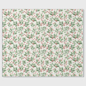 Mooie kerst Holly bessen Cadeaupapier (Vlak)