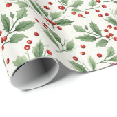 Mooie kerst Holly bessen Cadeaupapier (Rol Hoek)