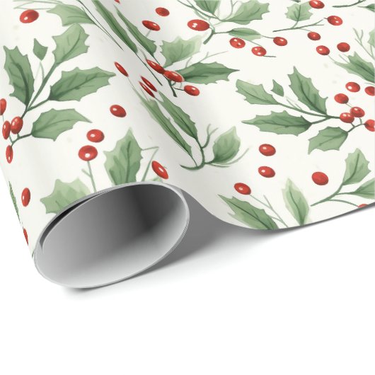 Mooie kerst Holly bessen Cadeaupapier (Rol Hoek)