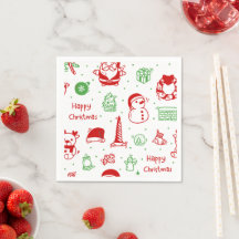 Mooie Kerst Iconen Patroon Papieren Servet