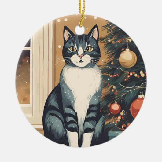 Mooie kerst kat Ornament (Voorkant)